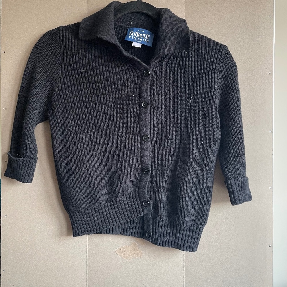 Collectif Cropped Black Cardigan